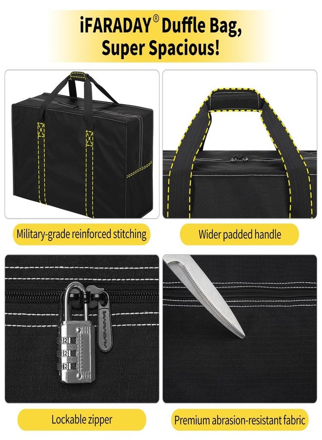 iFARADAY 105L Extra Large Duffle Bag - 32.5 inch Heavy Duty & Water Resistant Duffel Bag Durable Luggage Storage Bag for Camping, Travel, Sports (Black) - Image 3